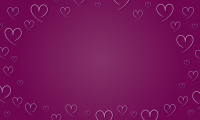 Frame of hearts on a purple background