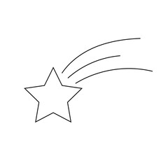 Outline of a shooting star on a white background