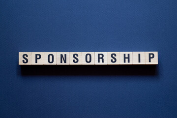 Sponsorship - word concept on cubes