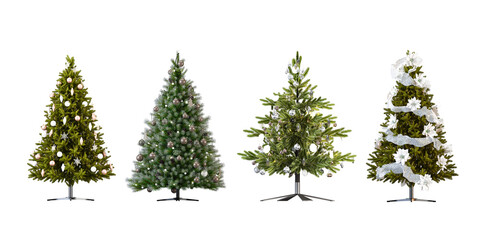 Obraz premium Set of christmas trees on white background