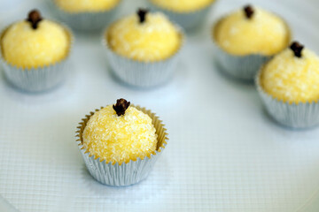 Beijinho, literally little kiss, typical Brazilian candy