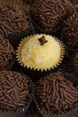Table of Brazilian candies with beijinho and brigadeiros