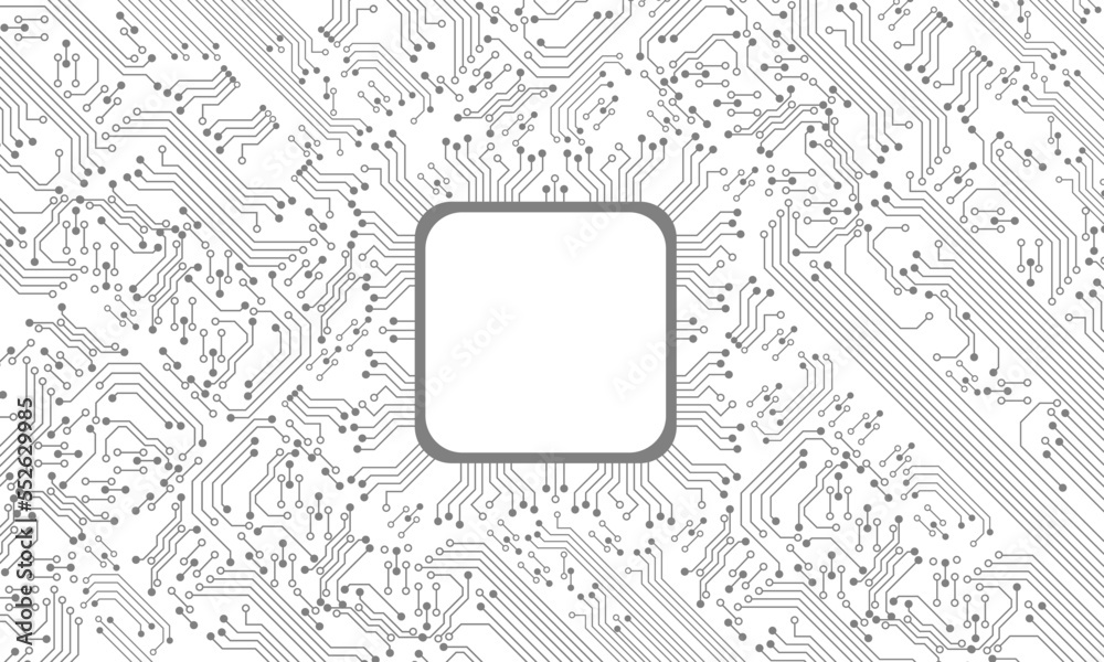 Poster Grey circuit line technology pattern on white background vector