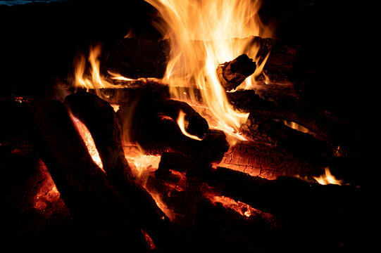 night bornfire on the beach 