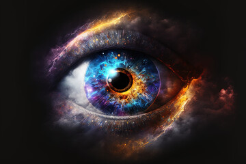 Galaxy in the eye. Futuristic art