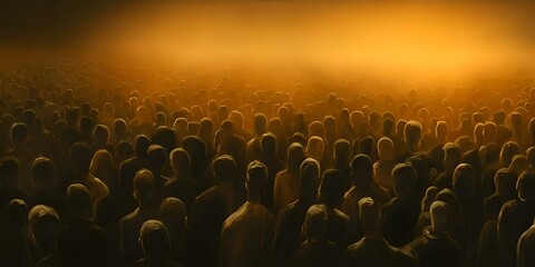 A Large Group Of People Standing In The Dark, Bewildering Graphics Background Wallpaper. Digital Art Generative AI Illustration.