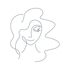 Woman face line art icon design