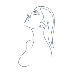 Woman face line art icon design