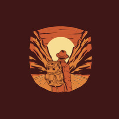 Boy adventurer badge vector design