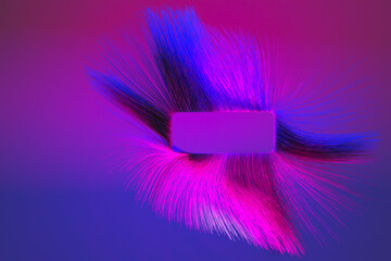 Neon abstraction with lines waves. Abstract geometry. Waves texture resemble hair. Flying colored threads. Abstraction with lines for background. 3 D image