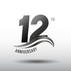 12 Years Anniversary elegant swoosh Line Celebration