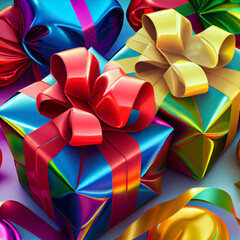 Colourful shiny Christmas Presents