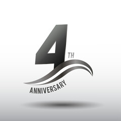 4 Years Anniversary elegant swoosh Line Celebration
