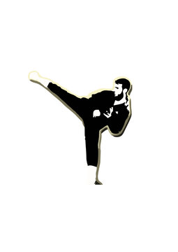 silhouette of a person kicking, karate