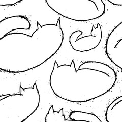 seamless abstract pattern background fabric fashion design print wrapping paper digital illustration texture wallpaper with slipping cats