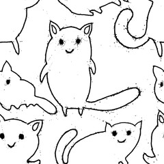 pattern with cats seamless abstract background fabric fashion design print wrapping paper digital illustration texture wallpaper