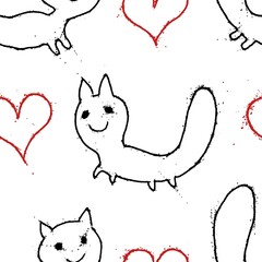 set of cats seamless abstract and white seamless abstract pattern background fabric fashion design print wrapping paper digital illustration texture wallpaper colorful print watercolor paint