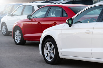 Cars in a row. Used car sales	