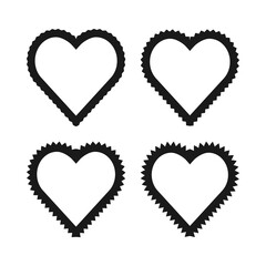 Zigzag Edge Love Heart Stroke Shapes