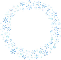 ペールブルーの雪の結晶クリスタルフレーム　キラキラ円形水色