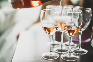 Luxury glasses with champagne on the table