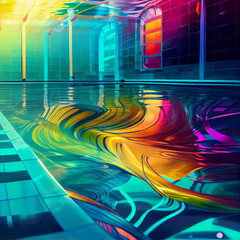 Colourful Pool with rippling water