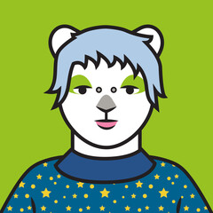 Bess cool young millennial cat character avatar