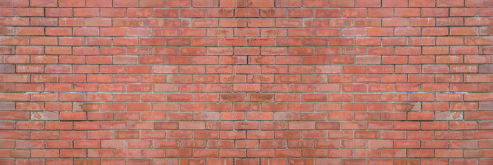 Fototapeta na wymiar Panorama of empty old red brick wall texture backgrounds. 