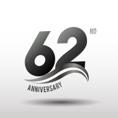 62 Years Anniversary elegant swoosh Line Celebration