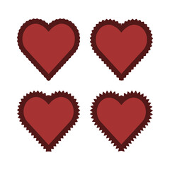 Zigzag Edge Red Love Heart Shapes