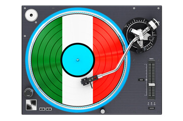 Phonograph Turntable with Irish flag, 3D rendering