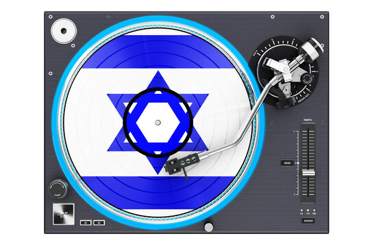 Phonograph Turntable With Israeli Flag, 3D Rendering