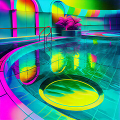 Vibrant Colorful Swimming Pool