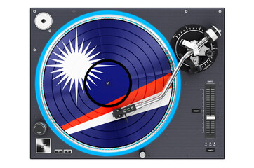 Phonograph Turntable with Marshallese flag, 3D rendering