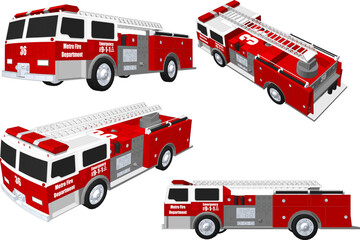 set of fire trucks