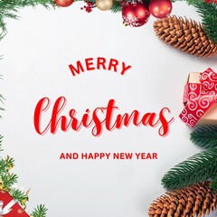 Merry christmas and happy new year instagram post template with text. Vector illustration