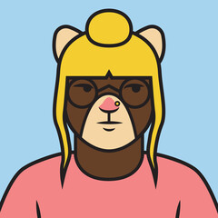 Obraz premium Astra cool millennial piercing bun avatar character icon