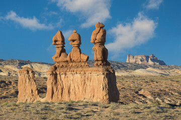 The Three Sisters rock formation in Goblin Valley State Park, Utah