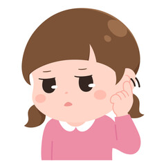 中耳炎の症状_耳をいじる女の子のイラスト