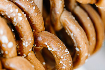Traditional German savory lye pretzel with salt