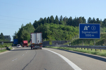 Autobahntafel, Ausfahrt Sigmarszell, Autobahn 96