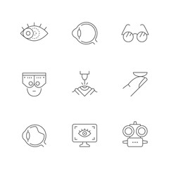 Set line icons of ophthalmology