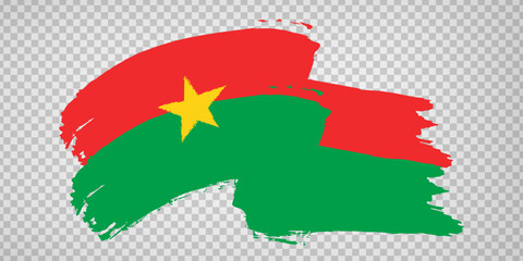Flag Burkina Faso from brush strokes. Waving Flag Burkina Faso  on transparent background for your  design, app, UI. EPS10.