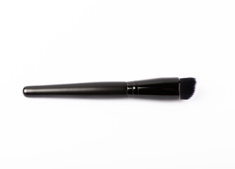 Cosmetic makeup brush isolated on white background. Blush, eyeshadow & contour, foundation, concealer & bronzer, angled brushes. Makeup set. Beauty concept.