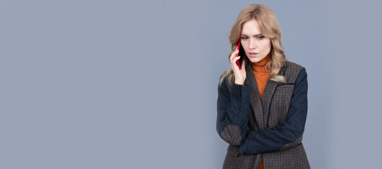 Organize your life. Serious woman talk on cellphone. Making phone call. Telephone call. Woman...