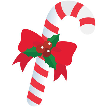 a cane decorated with Christmas props
