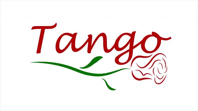 Tango text with rose, art video illustration.