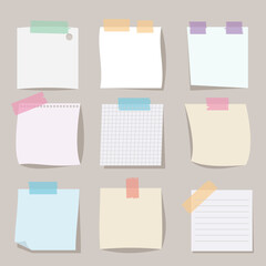 vector collection of square paper notes