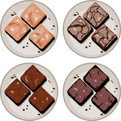 vector chocolate brownies on plate