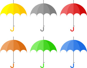 vector set of colorful flat icons of umbrella